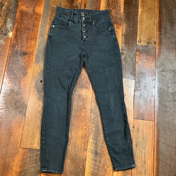 Good American Good Waist Corset Button Fly High Rise Skinny Jeans Black Size 10/ - Picture 3 of 6
